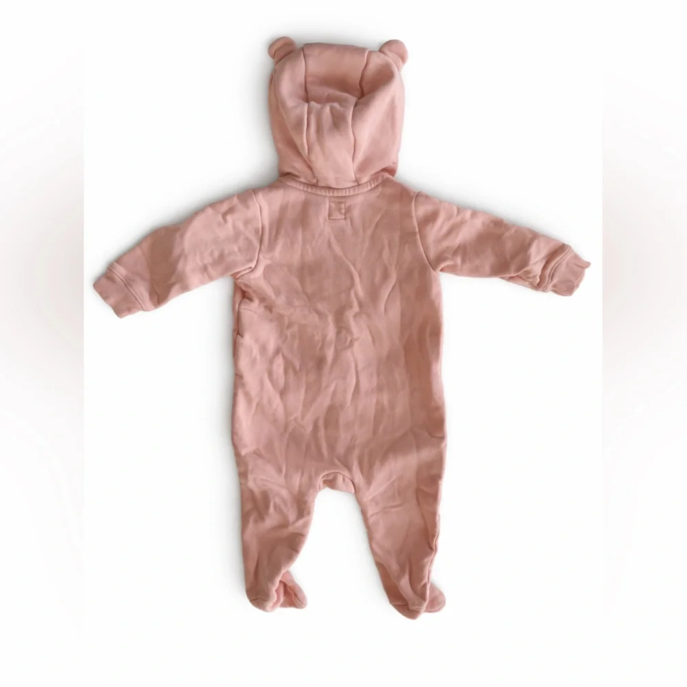 GAP Cozy Pink Hooded Footie for Kids Onesie Overall Infant Baby girl 6-12 mons